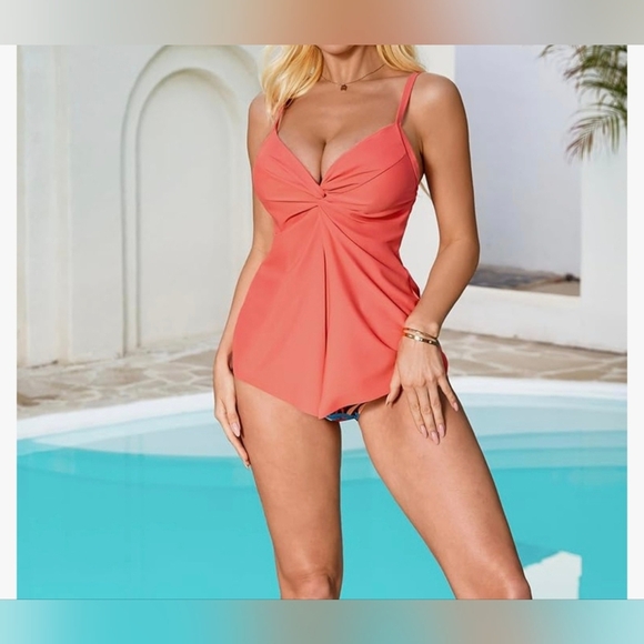 SUUKSESS Tankini, Push Up Knot Front Bathing Suit #800 - Picture 6 of 10